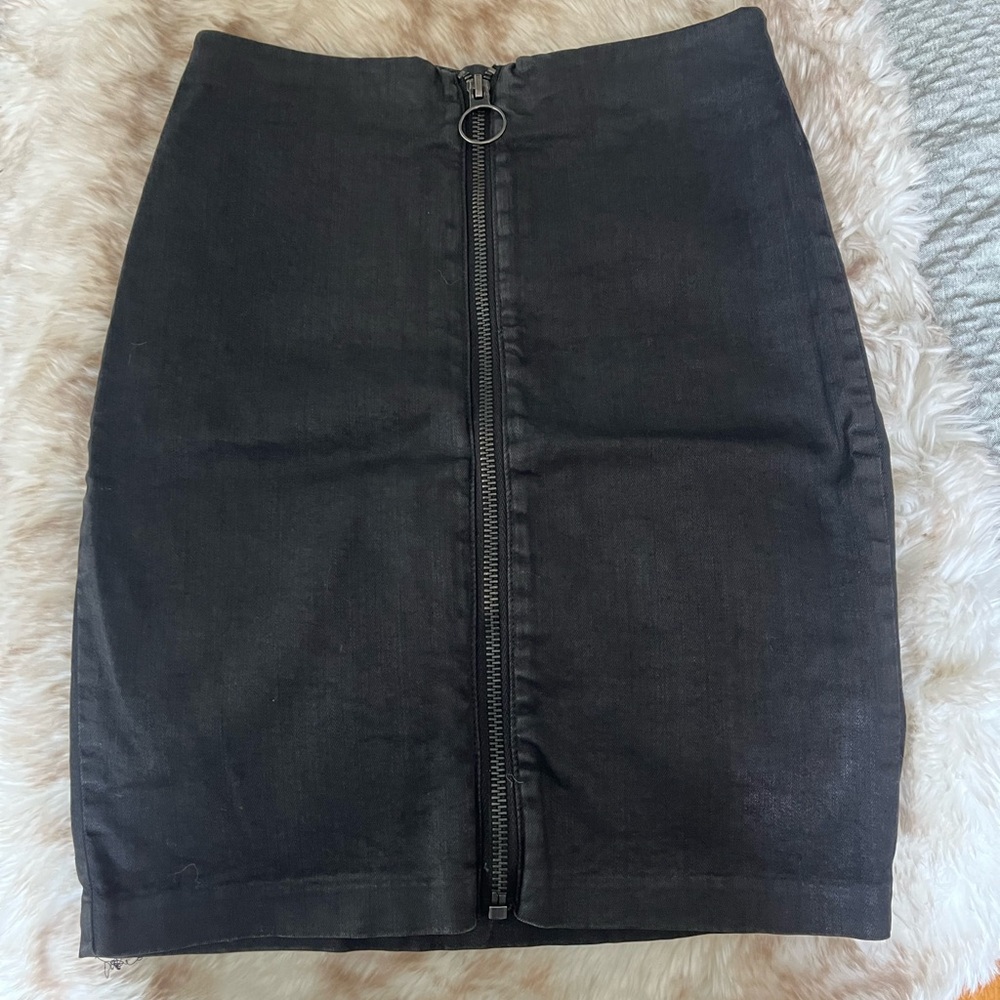 All Saints Black Denim Pencil Skirt